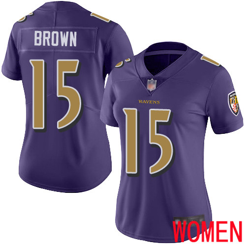 Baltimore Ravens Limited Purple Women Marquise Brown Jersey NFL Football #15 Rush Vapor Untouchable